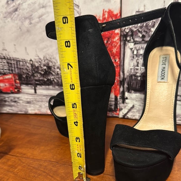 Steve Madden Gonzo Sz 10M Black Stiletto Heels with Ankle Strap 5-1/4” heel - Picture 6 of 11